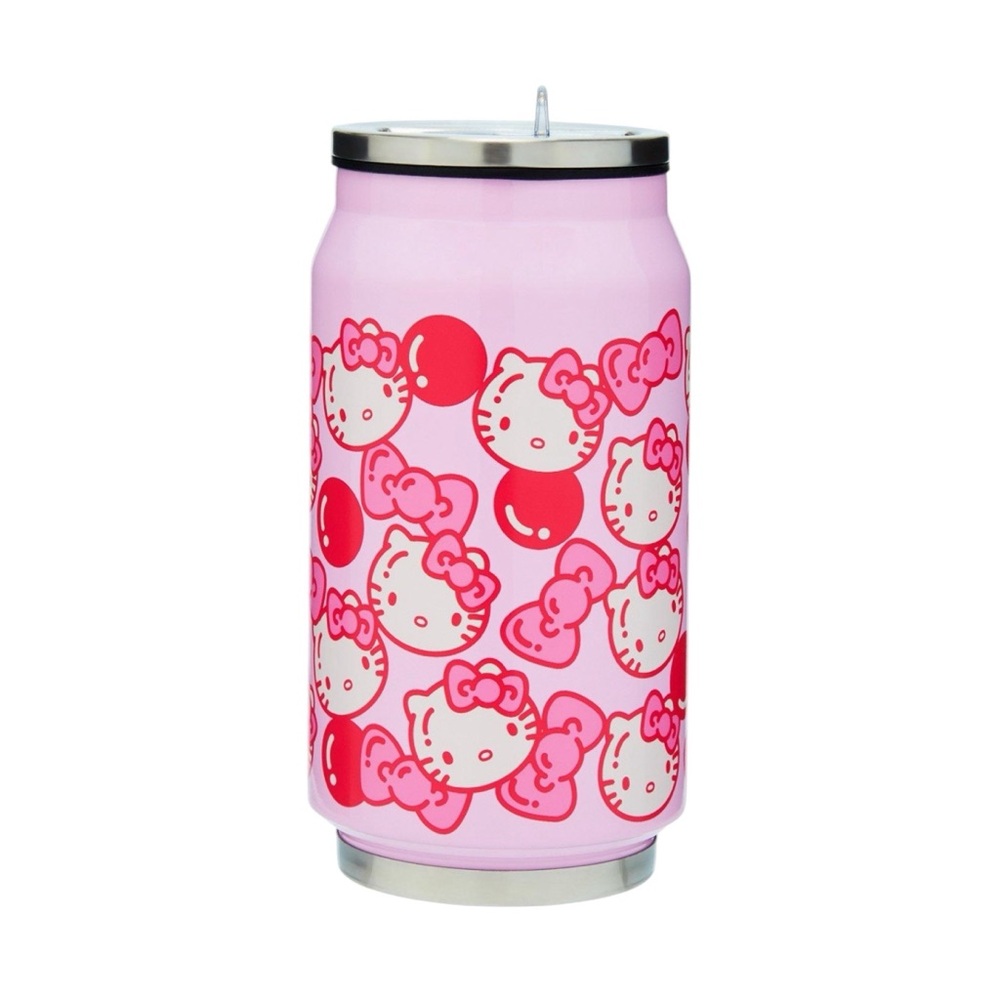 NEW Sanrio Hello Kitty Pink Bows & Boba Soda Can Water Bottle